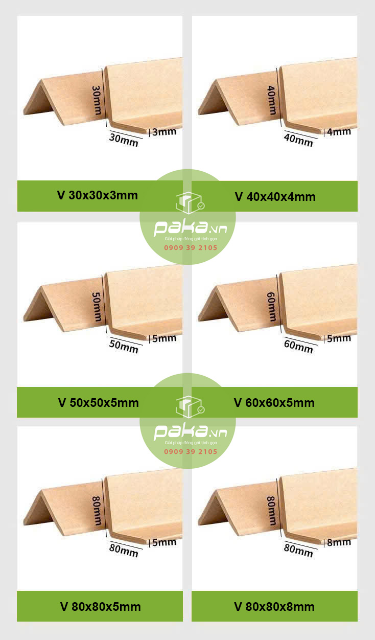 Kích thước thanh V nẹp góc