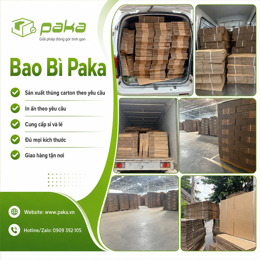 Bao bì paka sản xuất thùng carton theo yêu cầu