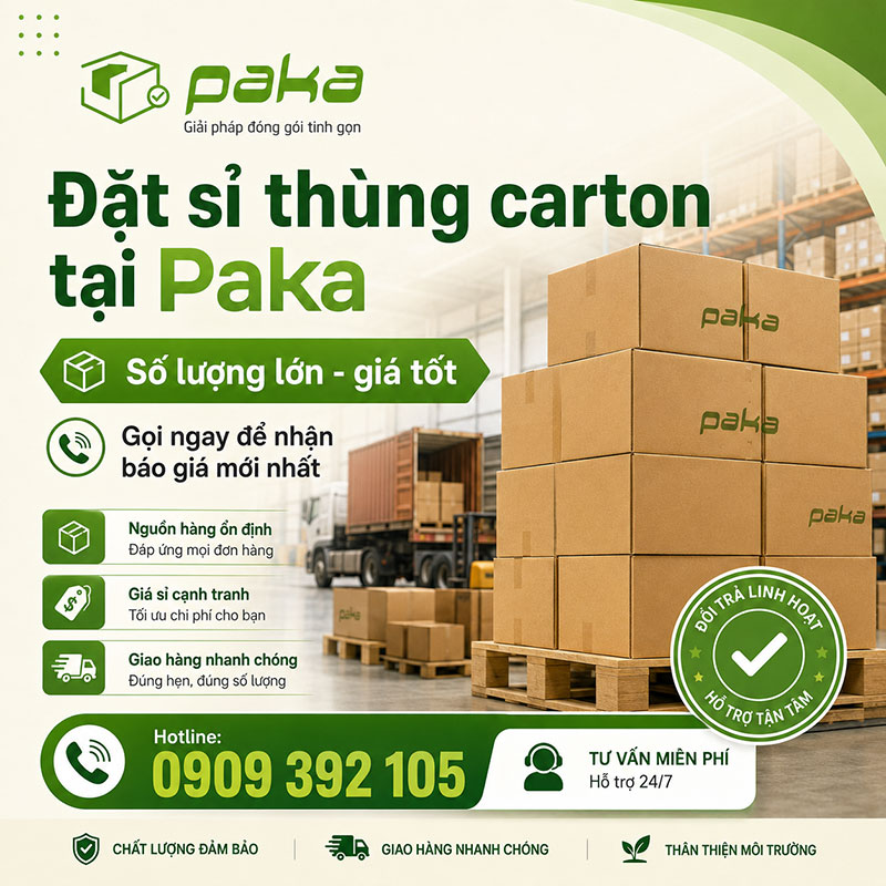Đặt sỉ thùng carton tại Paka