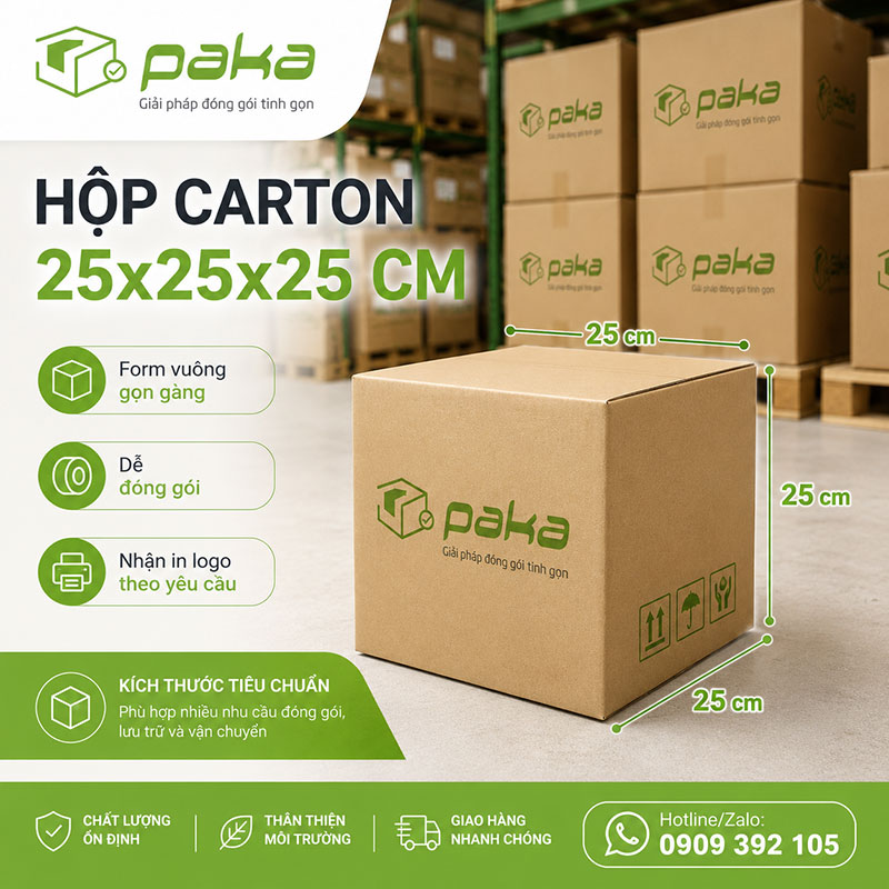 Hộp carton 25x25x25