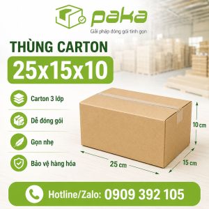 Thùng carton 25x15x10 - Bao Bì Paka
