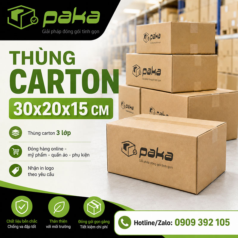 Thùng carton 30x20x15 3 lớp 5 lớp